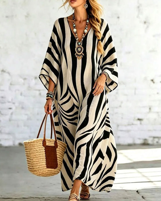Kleid V-Ausschnitt Zebra Locker Urlaub