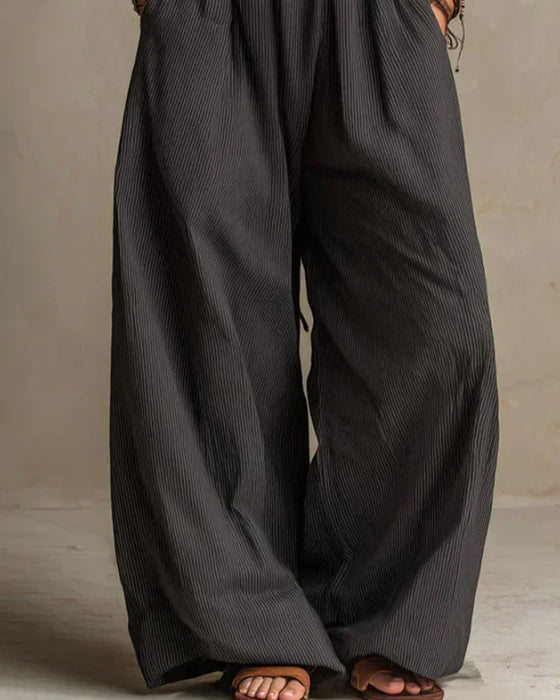 Jumpsuit Halter Kreuz Ärmellos Streifen