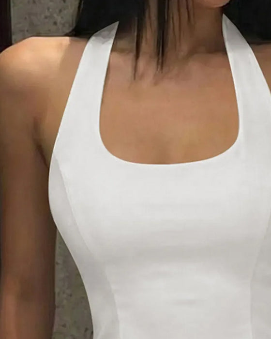 Tank Tops Halter Quadratischer Ausschnitt Schick