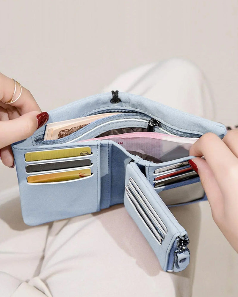 Damen Elegante Minimalistische Kurze Geldbörse Mit Handgelenkschlaufe, Lässige Vielseitige Reißverschluss Kartenhalter Geldbörse, Trendige Geldbörse Für Den Täglichen Gebrauch
