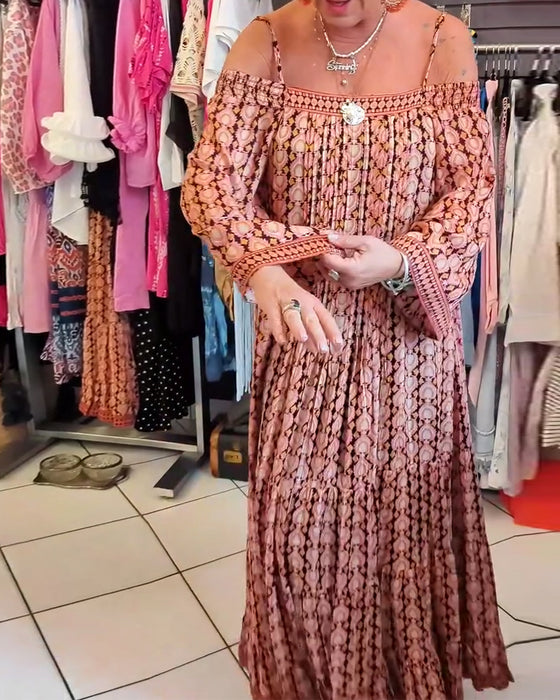 Boho-Stil Trägerlockeres Kleid
