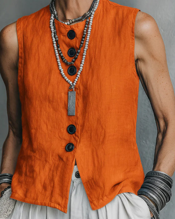 Tank Top Ärmellos Knopf Lässig