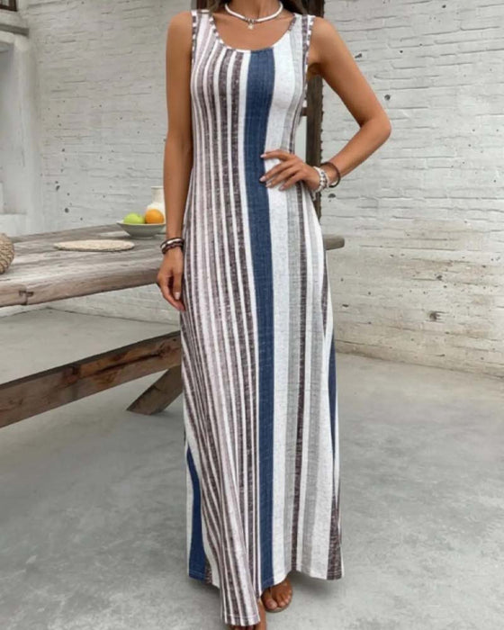 Kleid Ärmellos Bunt Streifen