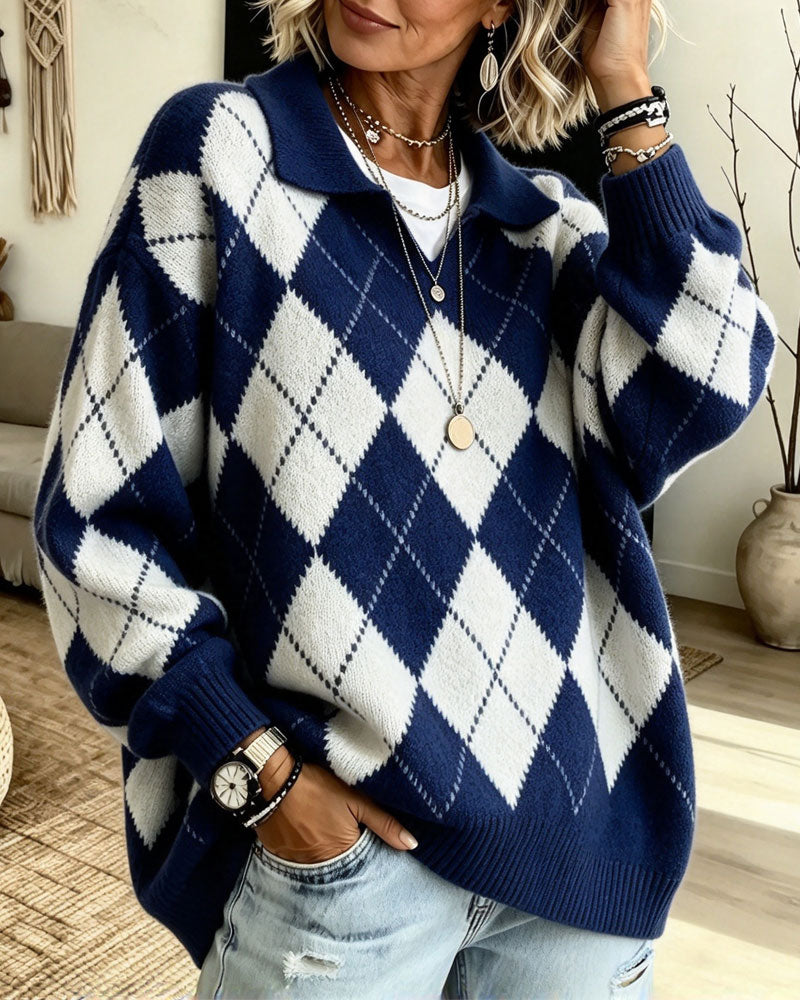 Pullover Diamant Revers Locker