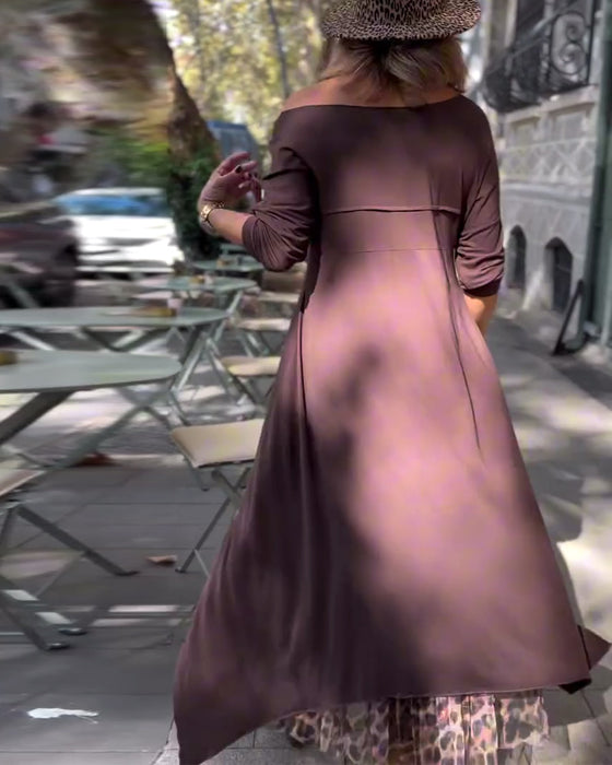 Kleid Langarm einfarbig unregelmäßig