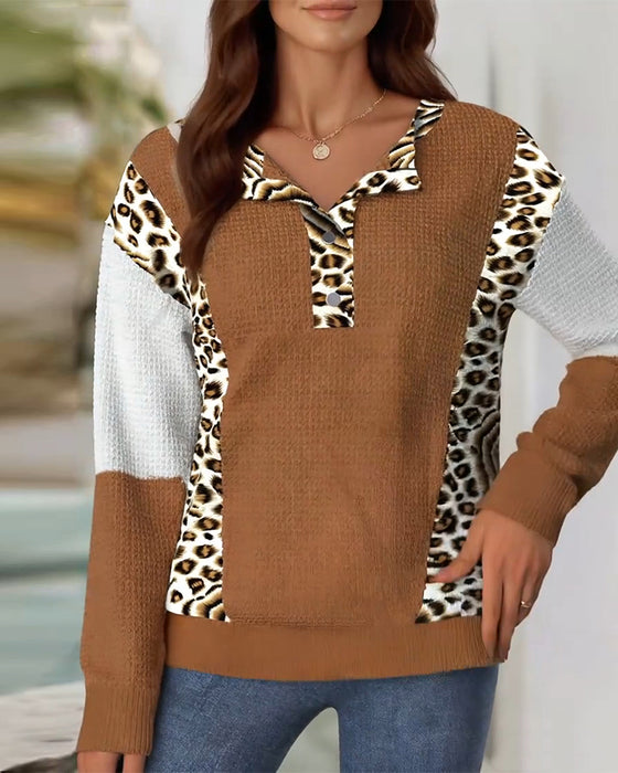 Sweatshirt mit kontrastfarbigem Leopardenmuster