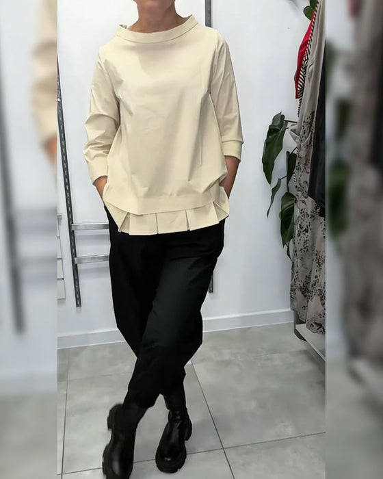 100% Baumwolle Bluse weiter Kragen uni lässig