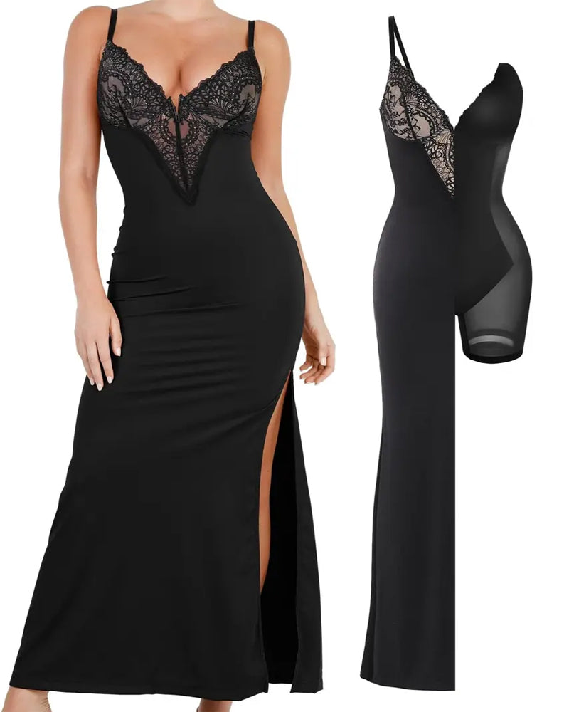 Maxikleid mit Trägern und Spitze