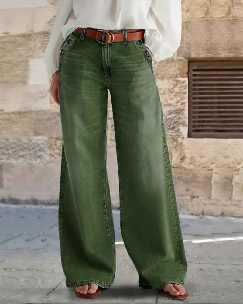 Jeans Multi-Knopf Gewaschen Locker