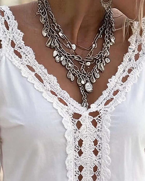 Bluse Off-Shoulder Spitze Rüsche