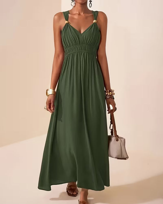 Kleid Ärmellos Gekraust Träger Taille-Betonend