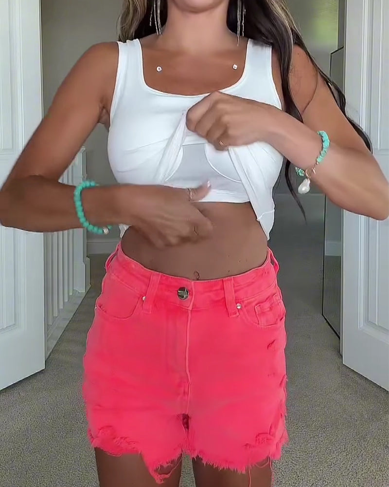 Tank Top Rücken Twist Knoten Integrierter BH