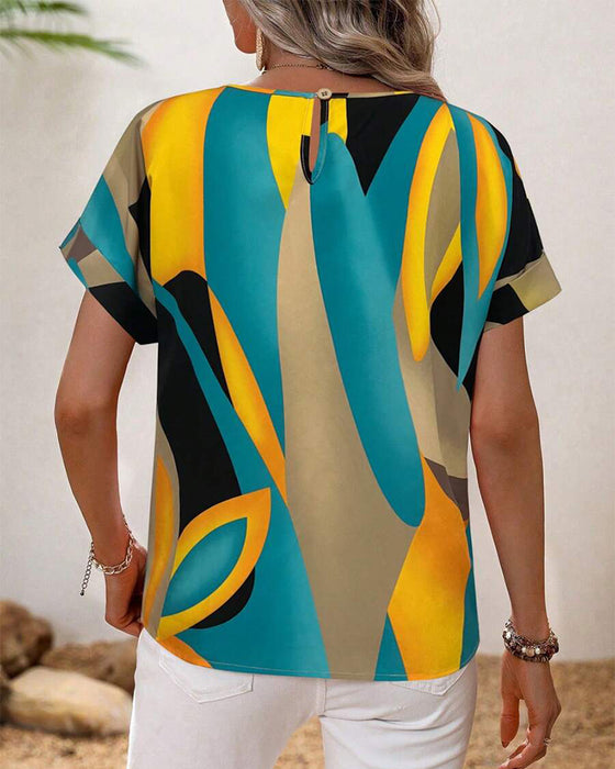 T-Shirt Rundhals Kontrastdruck