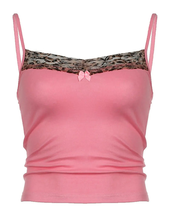 Cami Top Würziges Mädchen Leopardenprint Patchwork