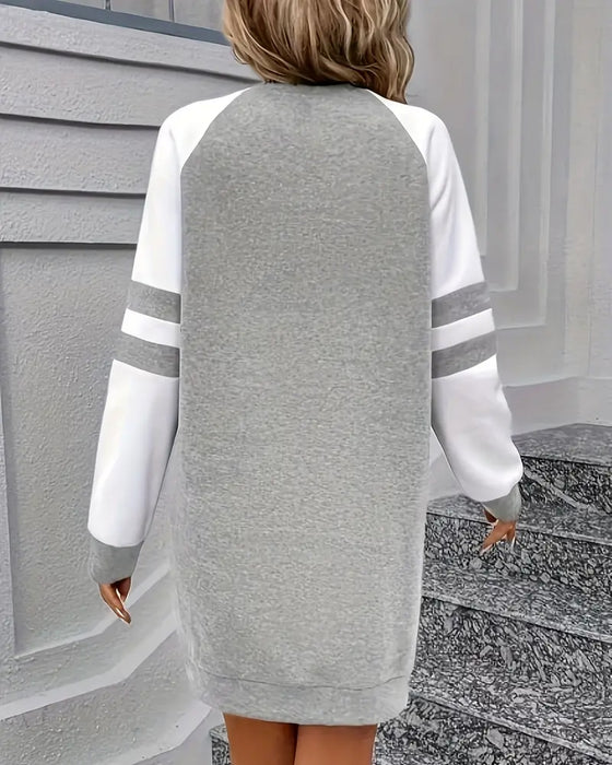 Kleid Langarm Farbblock Sweatshirt