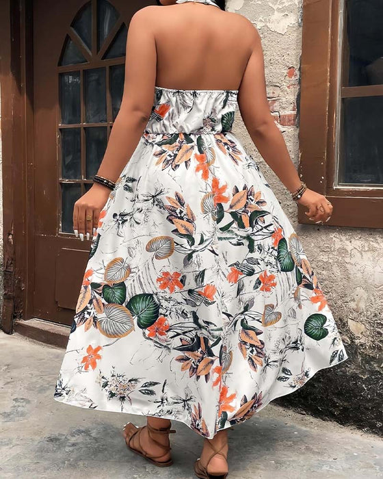 Set V-Ausschnitt Halter Ärmelloses Kleid + Shorts