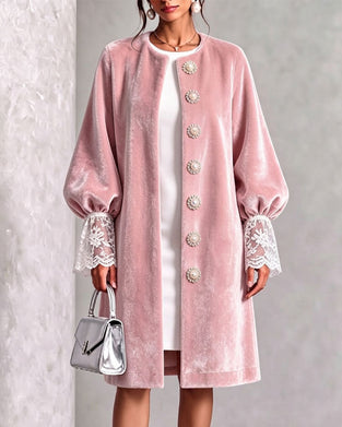 Jacke Patchwork Ärmel Knopf Trendy