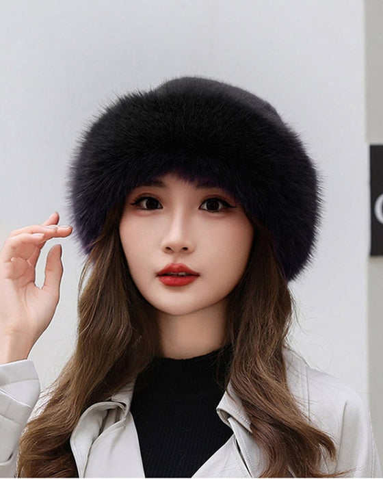 Damenmütze Im Mongolischen Stil Aus Dickem, Warmem Plüsch