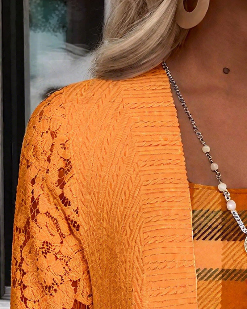 Top mit faux Zwei-Teile-Karo-Design