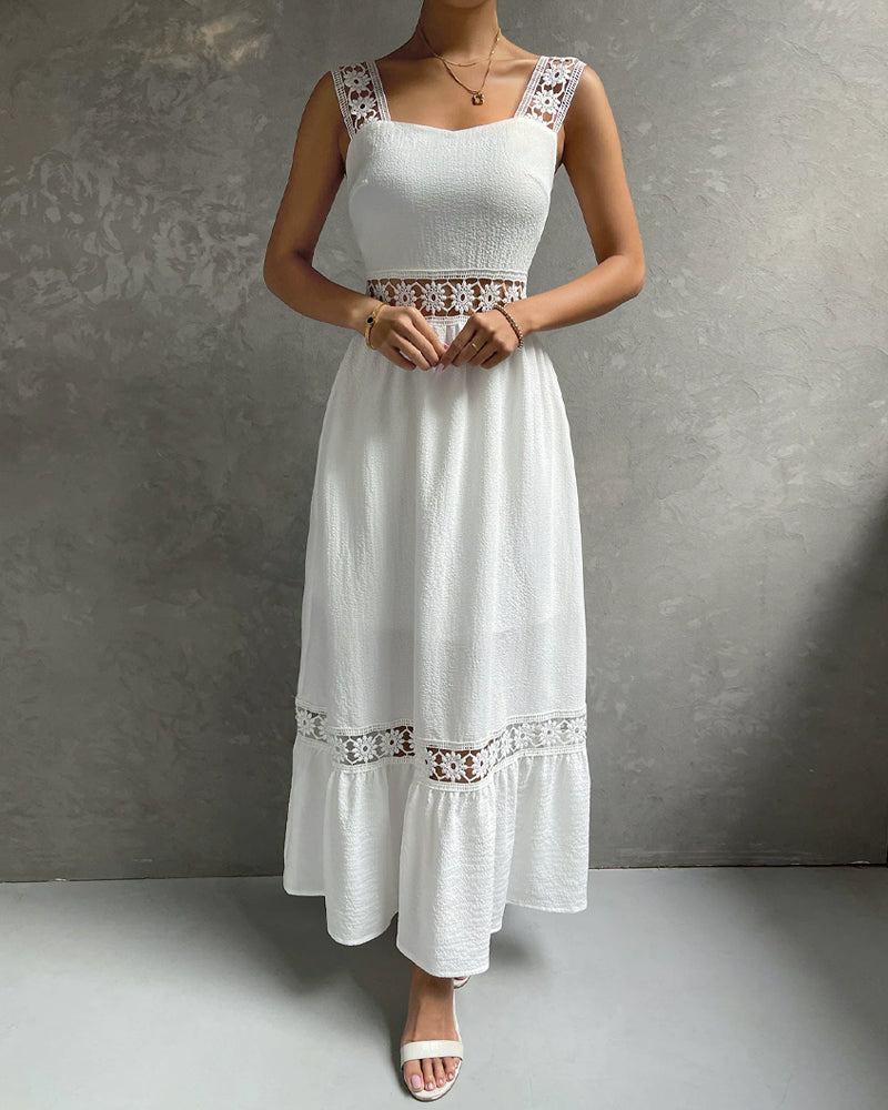 Kleid Spitzenbesatz Durchbrochenes Cami