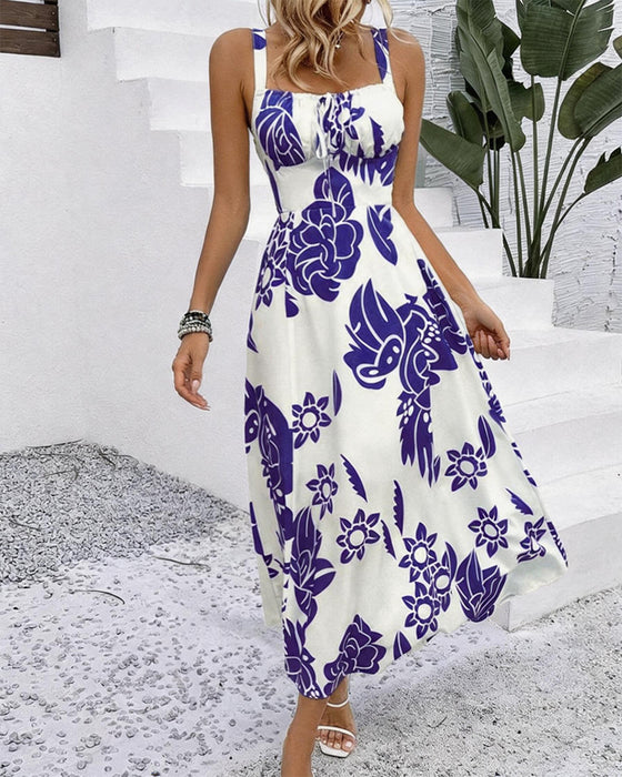 Kleid Elegant Träger Druck