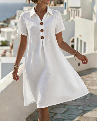 Kleid Revers Kurzarm Gerade