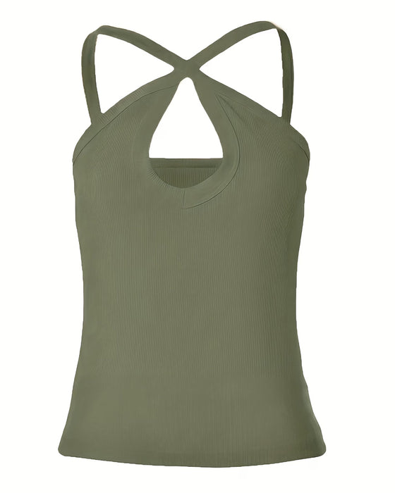Cami Top Halter Ausschnitt Ausgeschnitten Gerippt