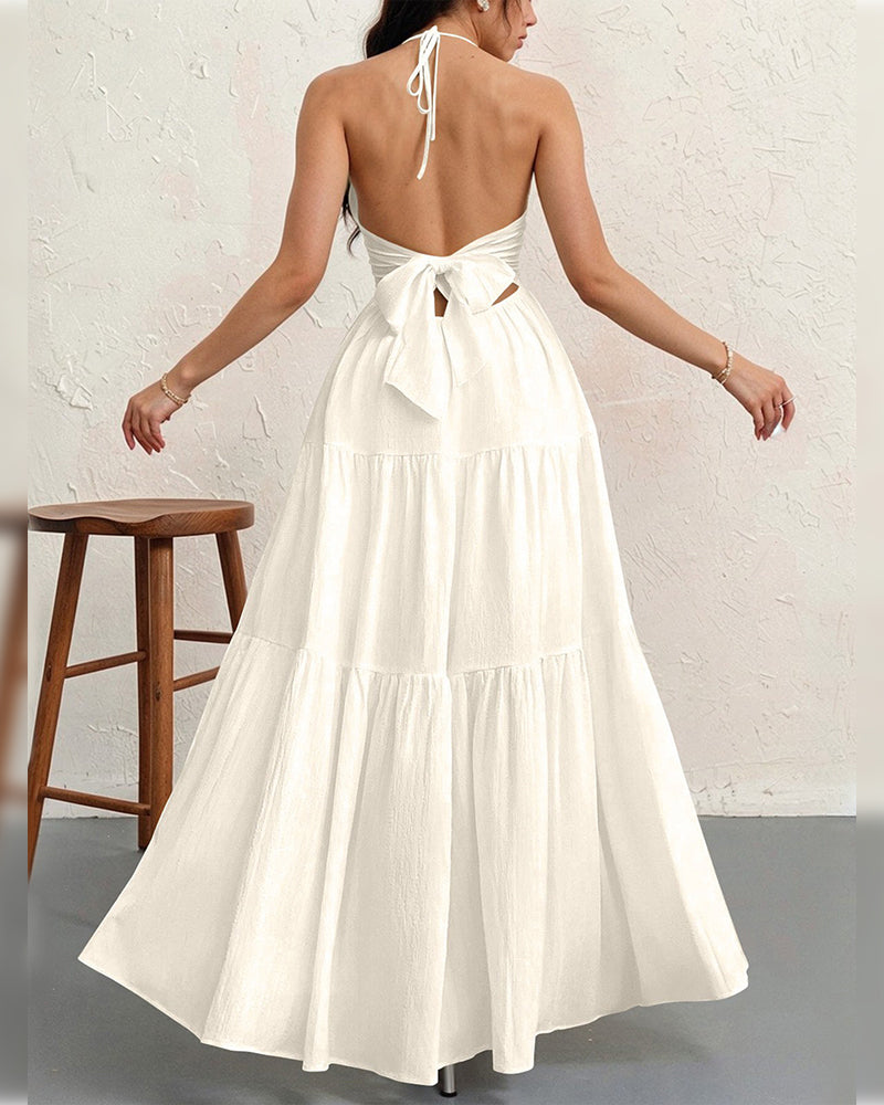 Kleid Mode Uni Halter