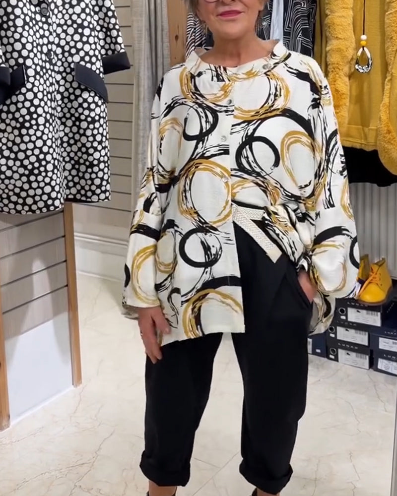 Hemd Stehkragen Knopf Neuheit Druck