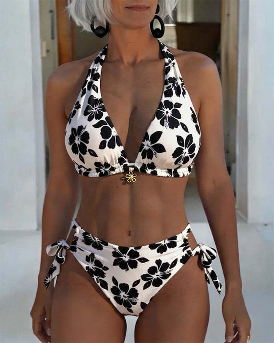 Bikini Hibiskus Druck Halter