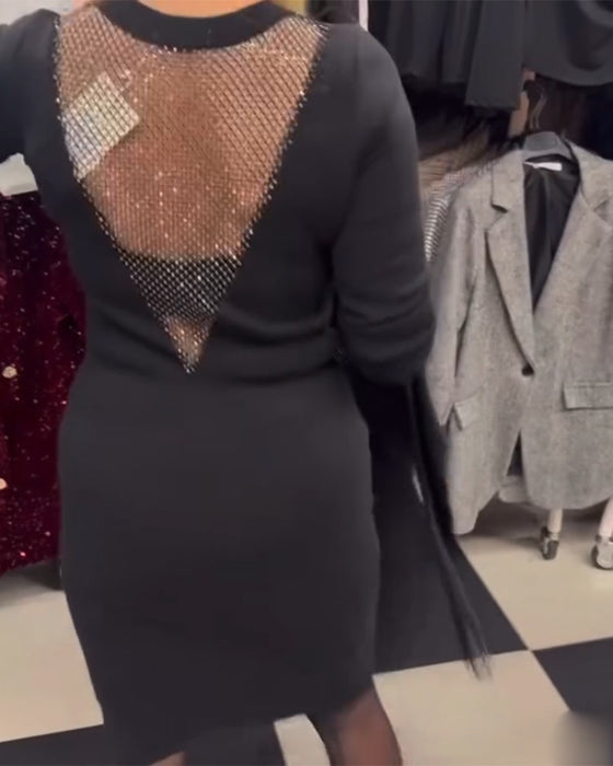 Kleid Mesh-Einsatz rückenfrei Bodycon