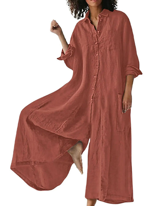 Jumpsuit Revers Locker Drapiert Lässig