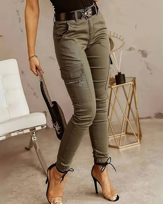 Cargohosen Mittelwaist Taschen Bündchen