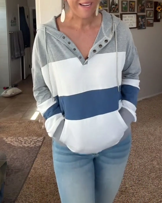 Sweatshirt lässig locker gestreift mit Kapuze