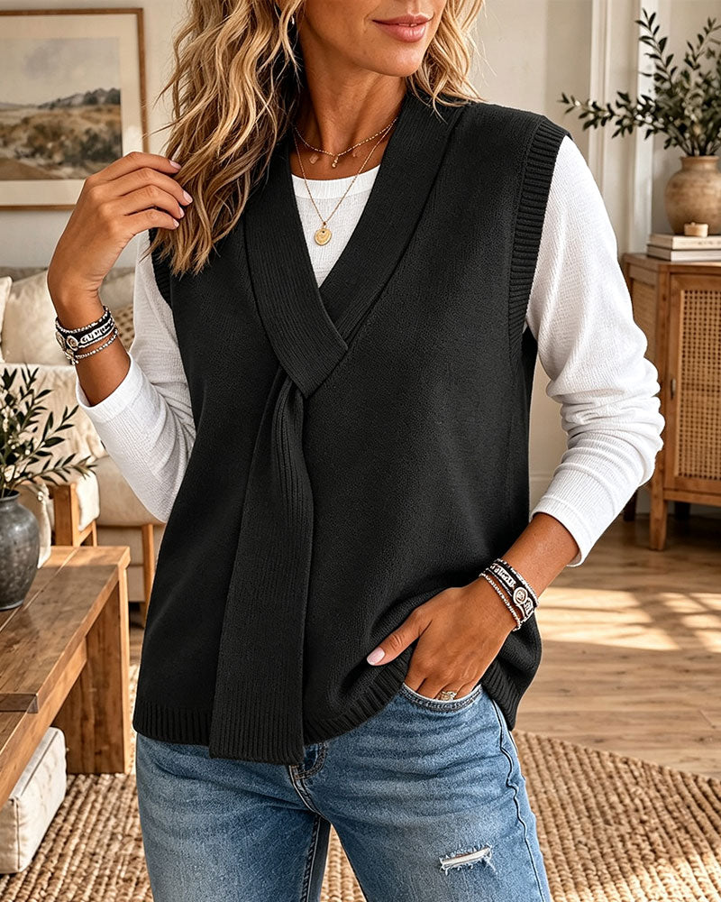 Weste Ärmellos V-Ausschnitt Pullover