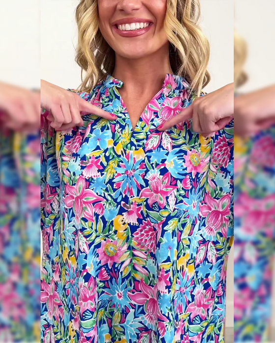 Top Tropisch floral Kurzarm