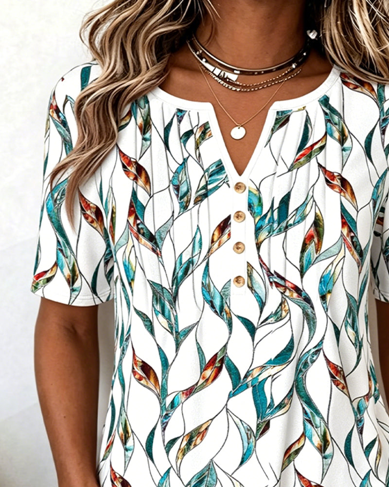 Bluse Petite V-Ausschnitt Botanischer Print