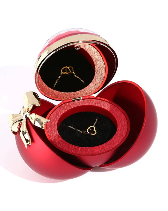 Ball Rose Box - Mit Graviertem Doppelherz-Halsband
