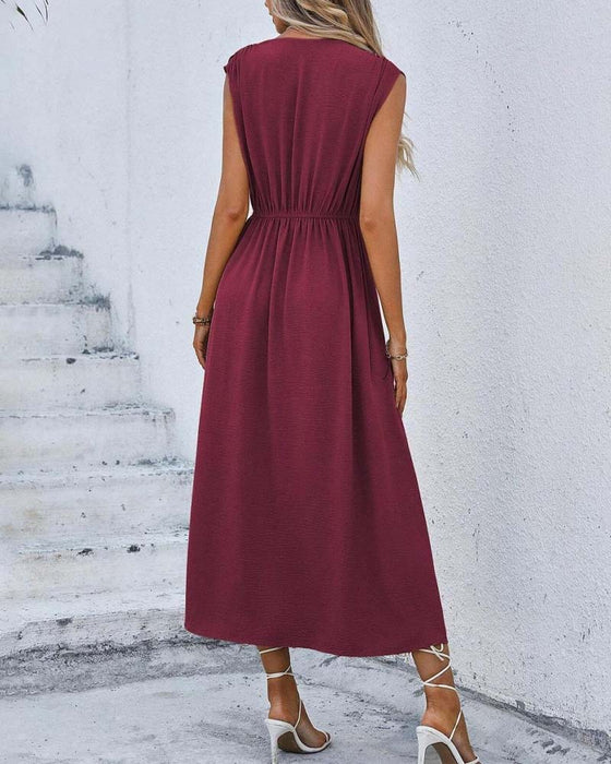 Kleid Einfarbig Tailliert Bindung