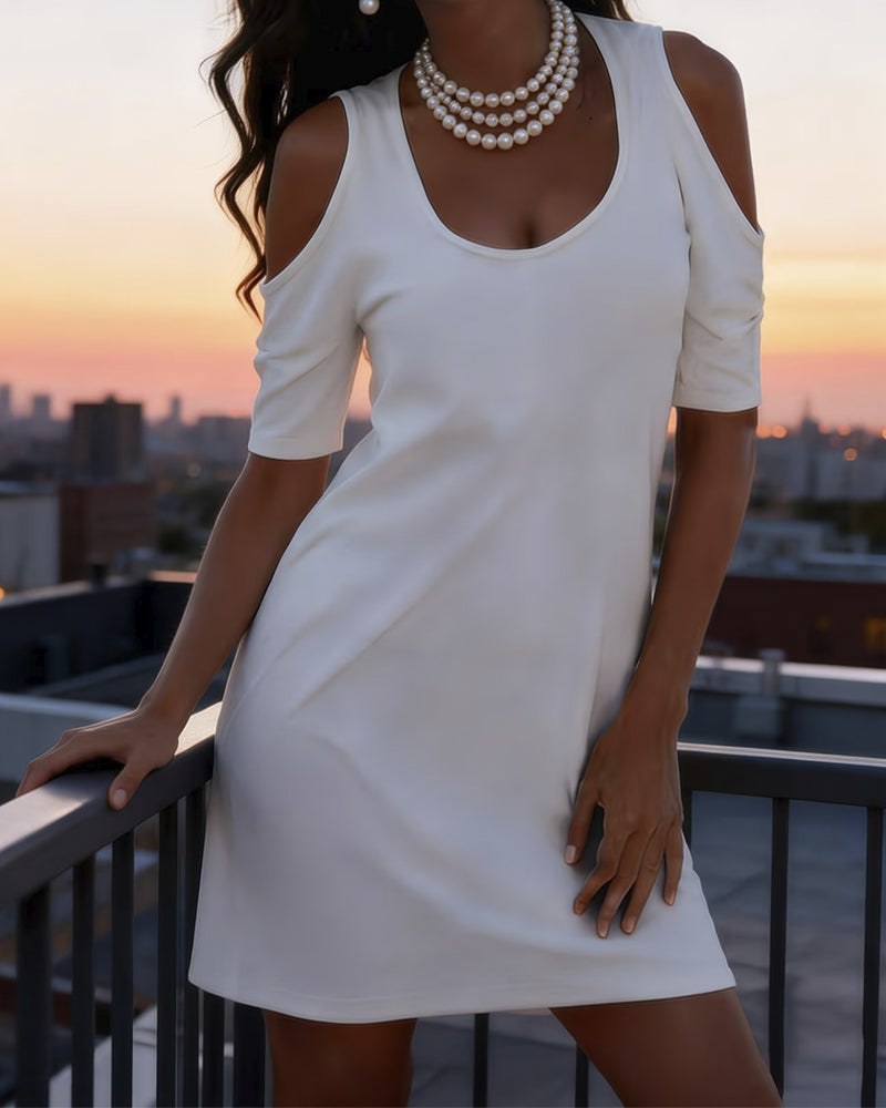 Kleid Off-Shoulder Eng Anliegend Einfarbig Sexy