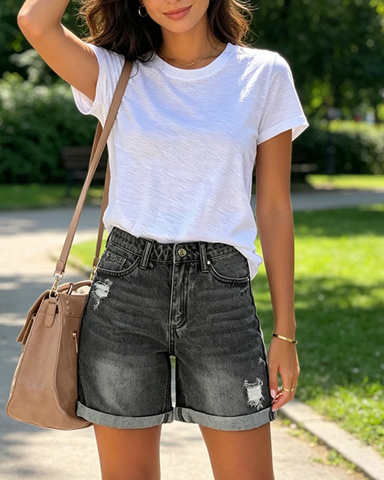 Shorts Distressed Zerrissene Jeans