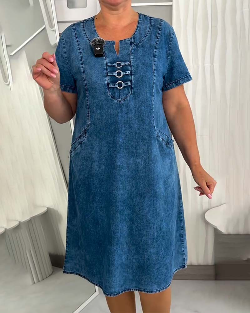 Kleid Metall Schnalle Dekor