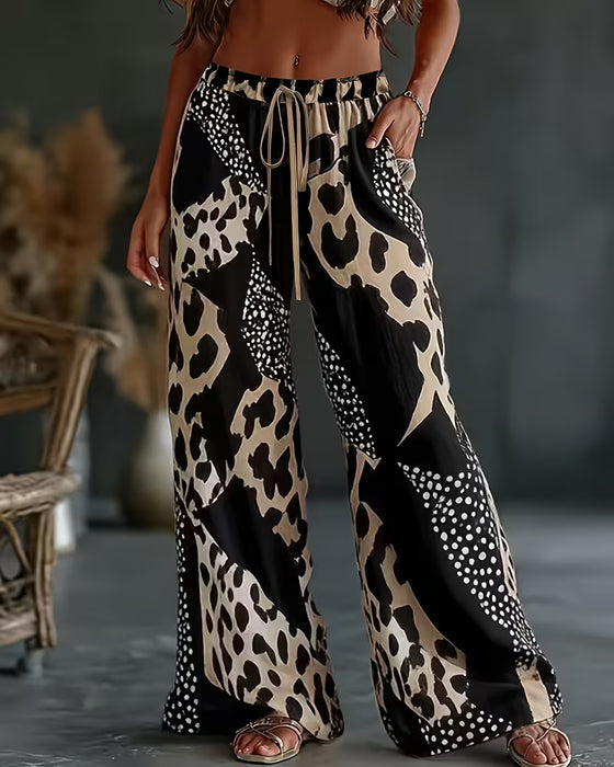 Hose Leopard Print Polka Dot Weites Bein