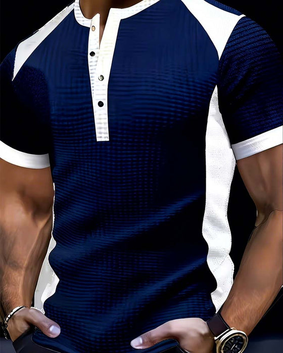 T-Shirt Herren Farbblock Waffel