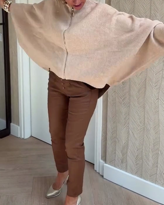 Strickjacke Stehkragen Fledermausärmel