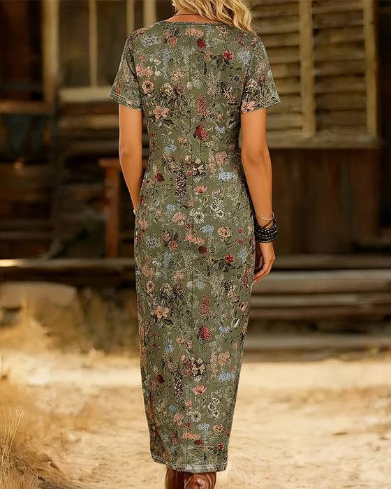 Kleid Rundausschnitt Kurze Ärmel