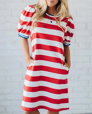 Kleid Gestreift Puffärmel