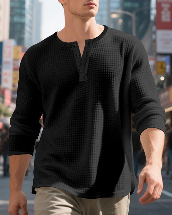 Top Herren Einfarbig Langarm