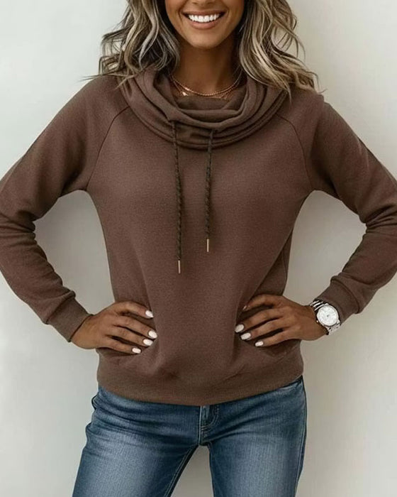 Sweatshirt Mock-Kragen Bindung Lässig Pullover