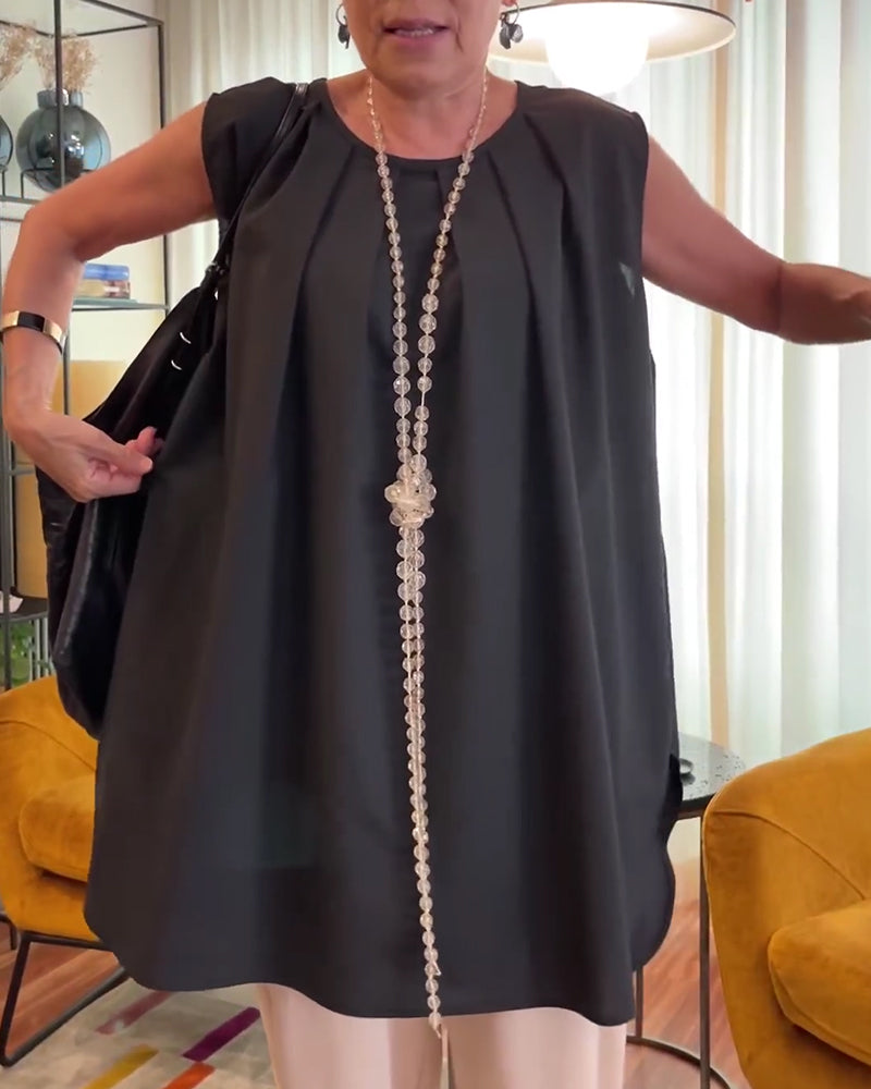 Tanktop Plissiert Ärmellos Locker